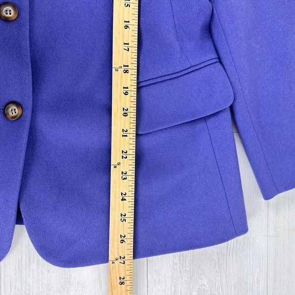 LL Bean Blazer Jacket Women Size 16 Petite Purple 3 Button Wool Cashmere Blend - Picture 13 of 14